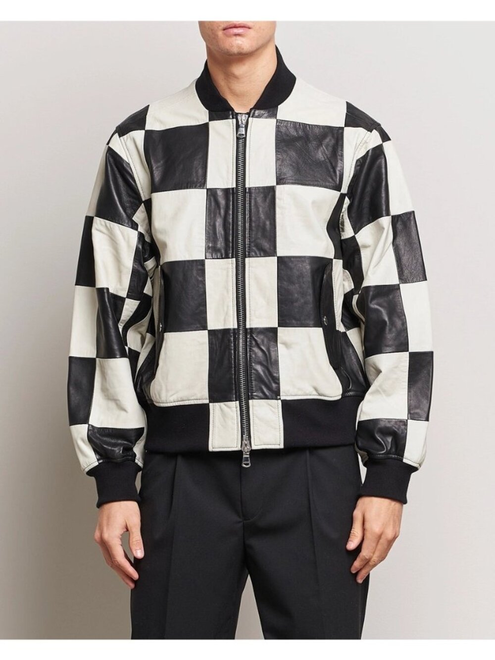 J. LINDEBERG Milan Patchwork Leather Jacket Black Size Small NWT